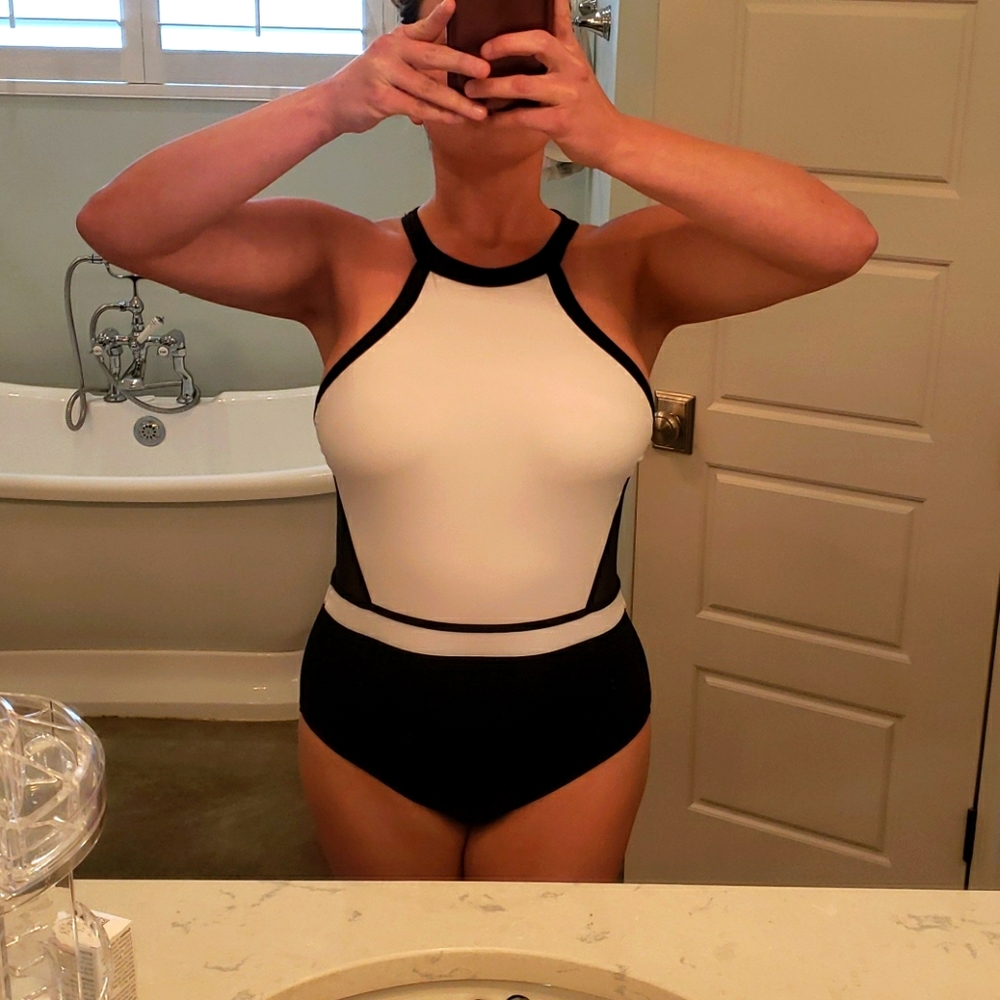 Black and white Jantzen one piece swimsuit